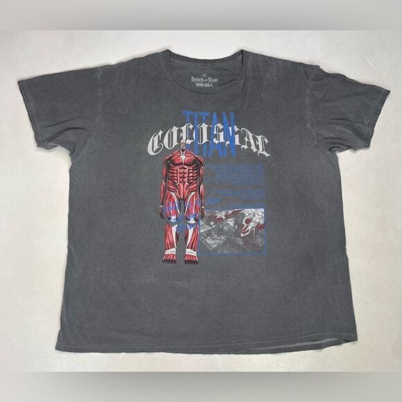 Attack On Titan Colossal Titan Graphic T-shirt Men XL Oversized Short Sleeve - Picture 1 of 5